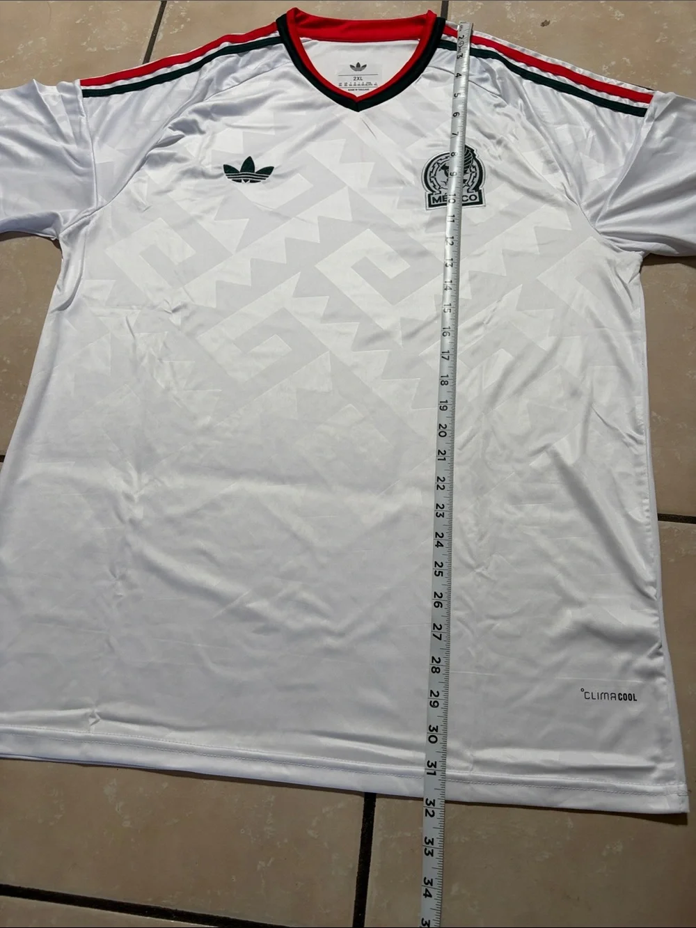 adidas White Mexico Soccer Jersey with Red and Black Trim